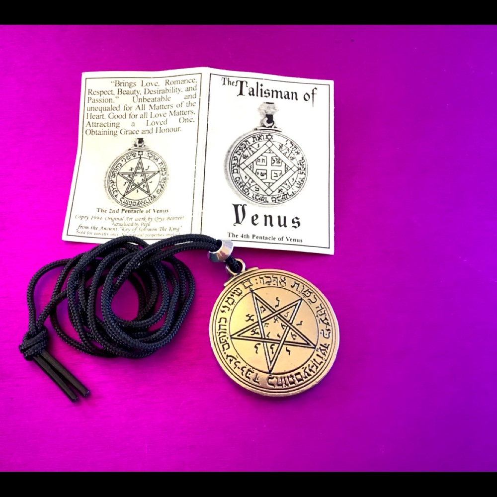Venus Talisman with 36" black cord & accent bead.